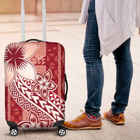 Tonga Kupesi Ngatu Luggage Cover Vintage Red Plumeria LT05 Red - Polynesian Pride