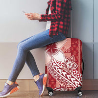 Tonga Kupesi Ngatu Luggage Cover Vintage Red Plumeria LT05 - Polynesian Pride