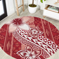 Tonga Kupesi Ngatu Round Carpet Vintage Red Plumeria LT05 Red - Polynesian Pride