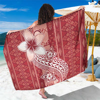 Tonga Kupesi Ngatu Sarong Vintage Red Plumeria LT05 One Size 44 x 66 inches Red - Polynesian Pride