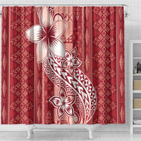 Tonga Kupesi Ngatu Shower Curtain Vintage Red Plumeria LT05 - Polynesian Pride