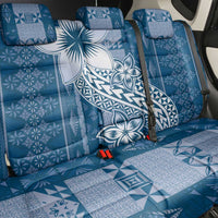 Tonga Kupesi Ngatu Back Car Seat Cover Vintage Blue Plumeria LT05 - Polynesian Pride