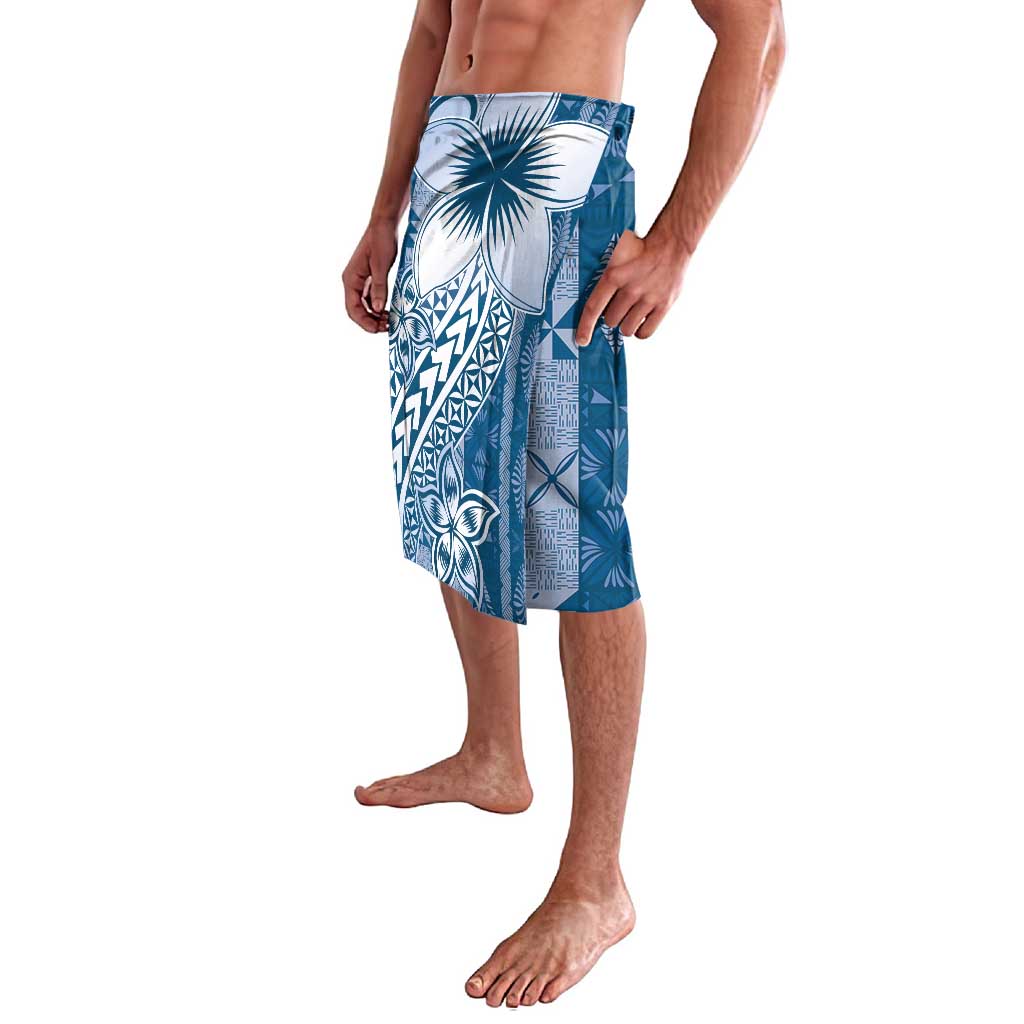 Tonga Kupesi Ngatu Lavalava Vintage Blue Plumeria LT05 - Polynesian Pride