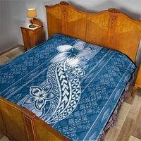 Tonga Kupesi Ngatu Quilt Vintage Blue Plumeria LT05 - Polynesian Pride