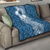 Tonga Kupesi Ngatu Quilt Vintage Blue Plumeria LT05 - Polynesian Pride