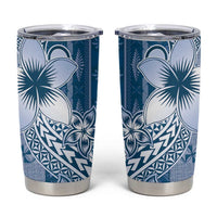 Tonga Kupesi Ngatu Tumbler Cup Vintage Blue Plumeria LT05 Blue - Polynesian Pride