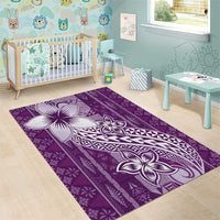 Tonga Kupesi Ngatu Area Rug Vintage Purple Plumeria LT05 - Polynesian Pride