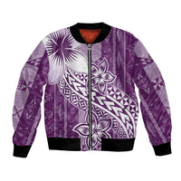 Tonga Kupesi Ngatu Bomber Jacket Vintage Purple Plumeria LT05 Unisex Purple - Polynesian Pride