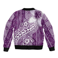 Tonga Kupesi Ngatu Bomber Jacket Vintage Purple Plumeria LT05 - Polynesian Pride