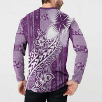 Tonga Kupesi Ngatu Button Sweatshirt Vintage Purple Plumeria LT05 - Polynesian Pride
