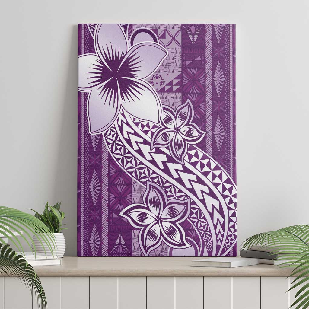 Tonga Kupesi Ngatu Canvas Wall Art Vintage Purple Plumeria LT05 - Polynesian Pride
