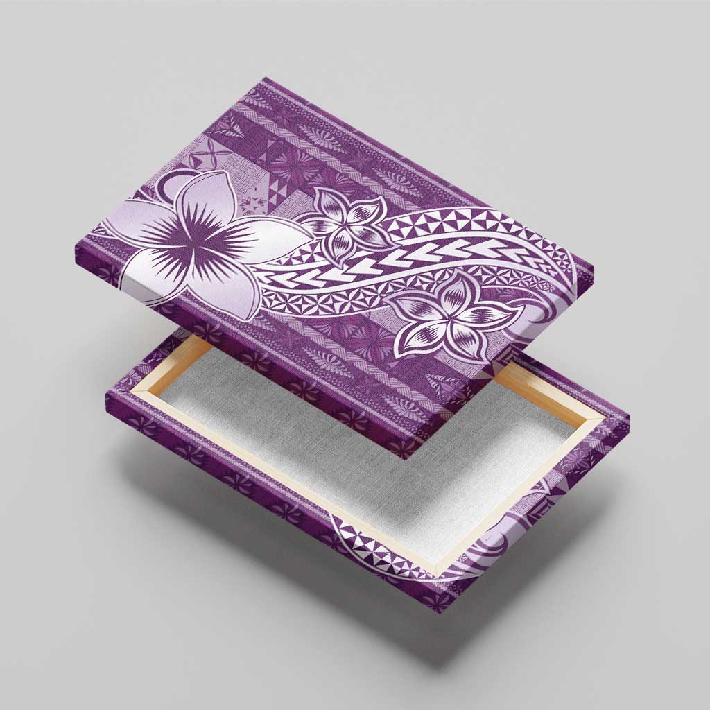 Tonga Kupesi Ngatu Canvas Wall Art Vintage Purple Plumeria LT05 - Polynesian Pride