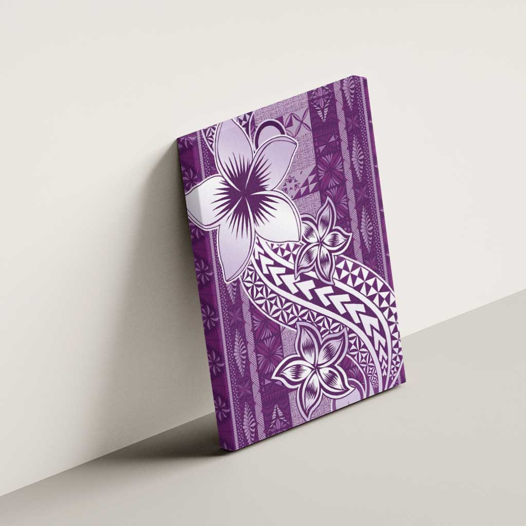 Tonga Kupesi Ngatu Canvas Wall Art Vintage Purple Plumeria LT05 - Polynesian Pride