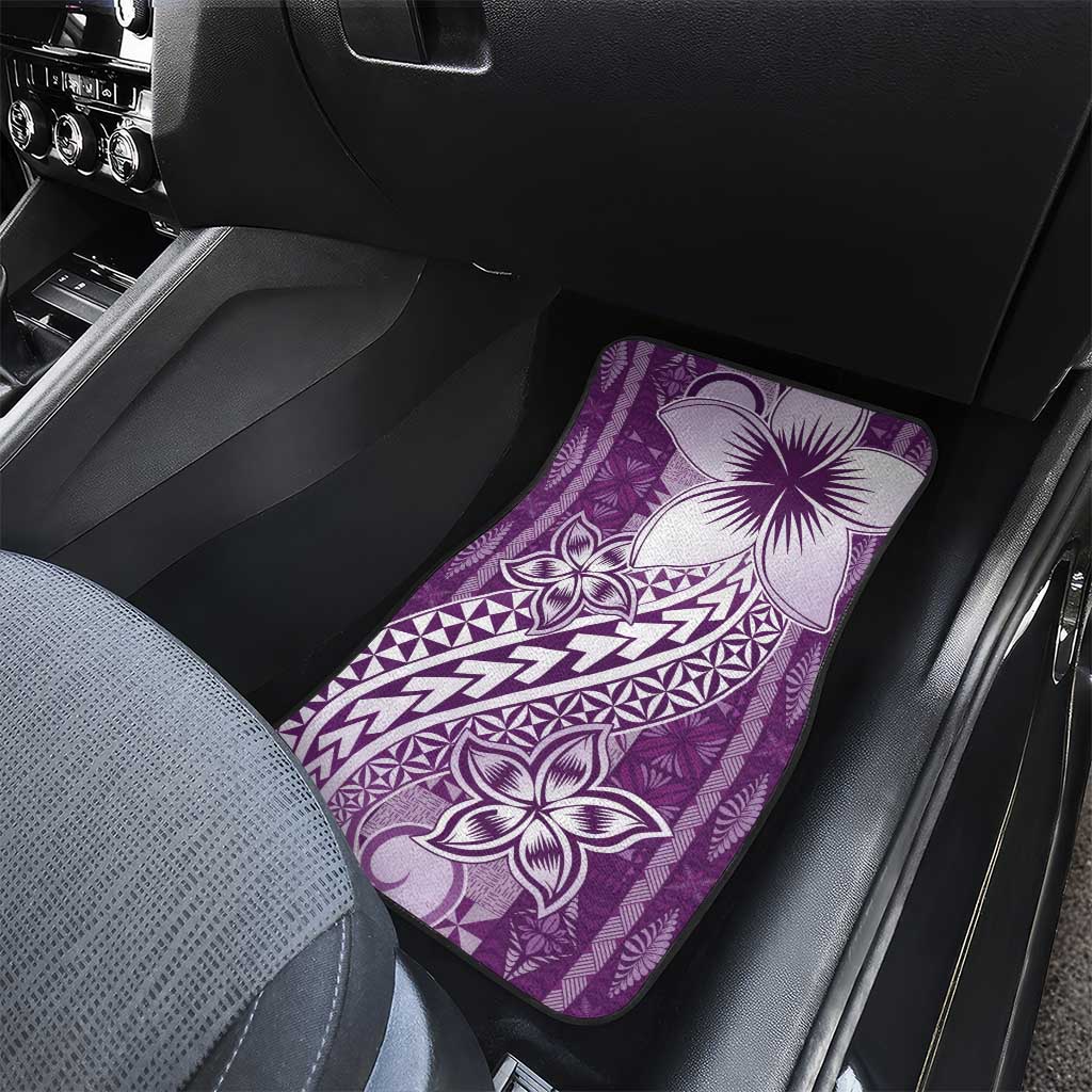 Tonga Kupesi Ngatu Car Mats Vintage Purple Plumeria LT05 - Polynesian Pride