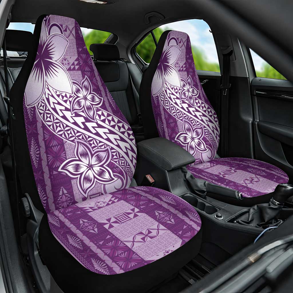 Tonga Kupesi Ngatu Car Seat Cover Vintage Purple Plumeria LT05 One Size Purple - Polynesian Pride