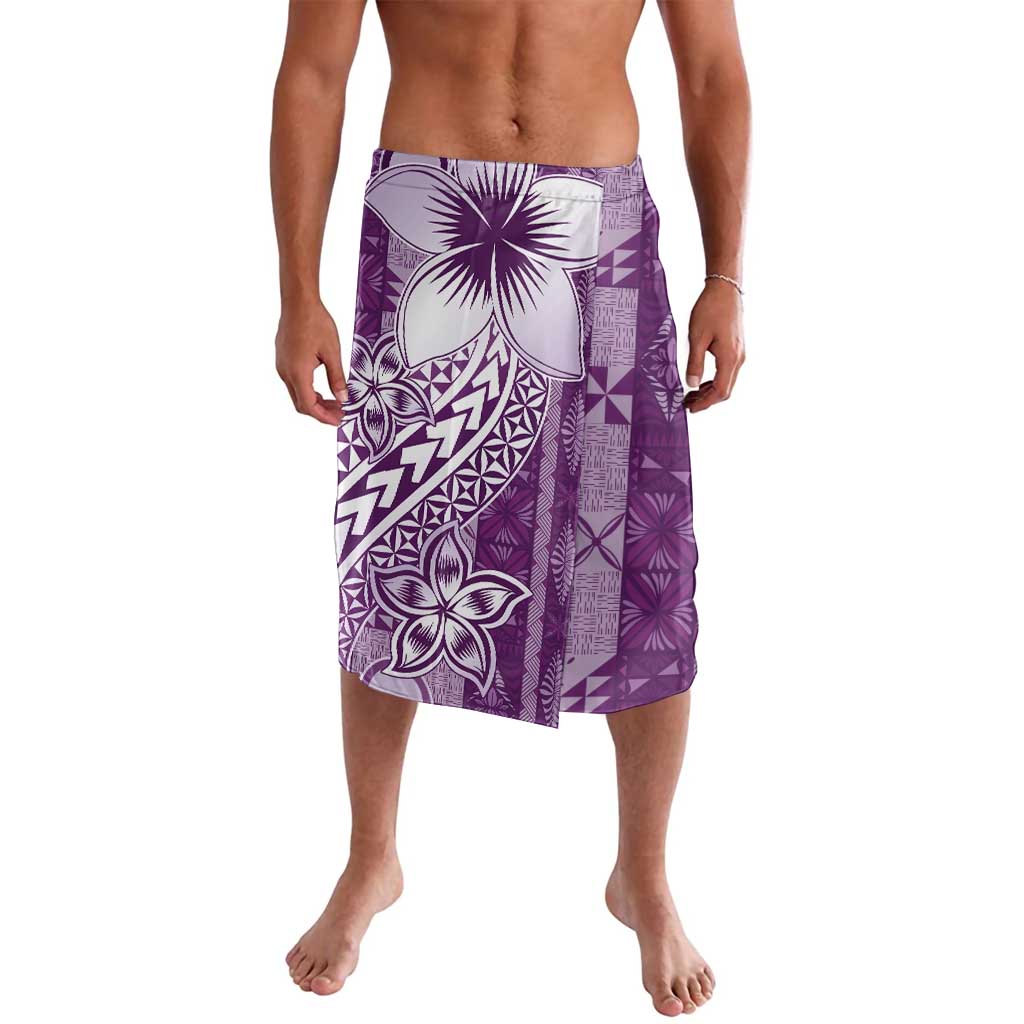 Tonga Kupesi Ngatu Lavalava Vintage Purple Plumeria LT05 Purple - Polynesian Pride