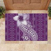 Tonga Kupesi Ngatu Rubber Doormat Vintage Purple Plumeria LT05 Purple - Polynesian Pride