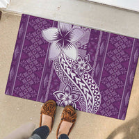 Tonga Kupesi Ngatu Rubber Doormat Vintage Purple Plumeria LT05 - Polynesian Pride