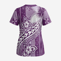 Tonga Kupesi Ngatu Scrub Top Vintage Purple Plumeria LT05 - Polynesian Pride