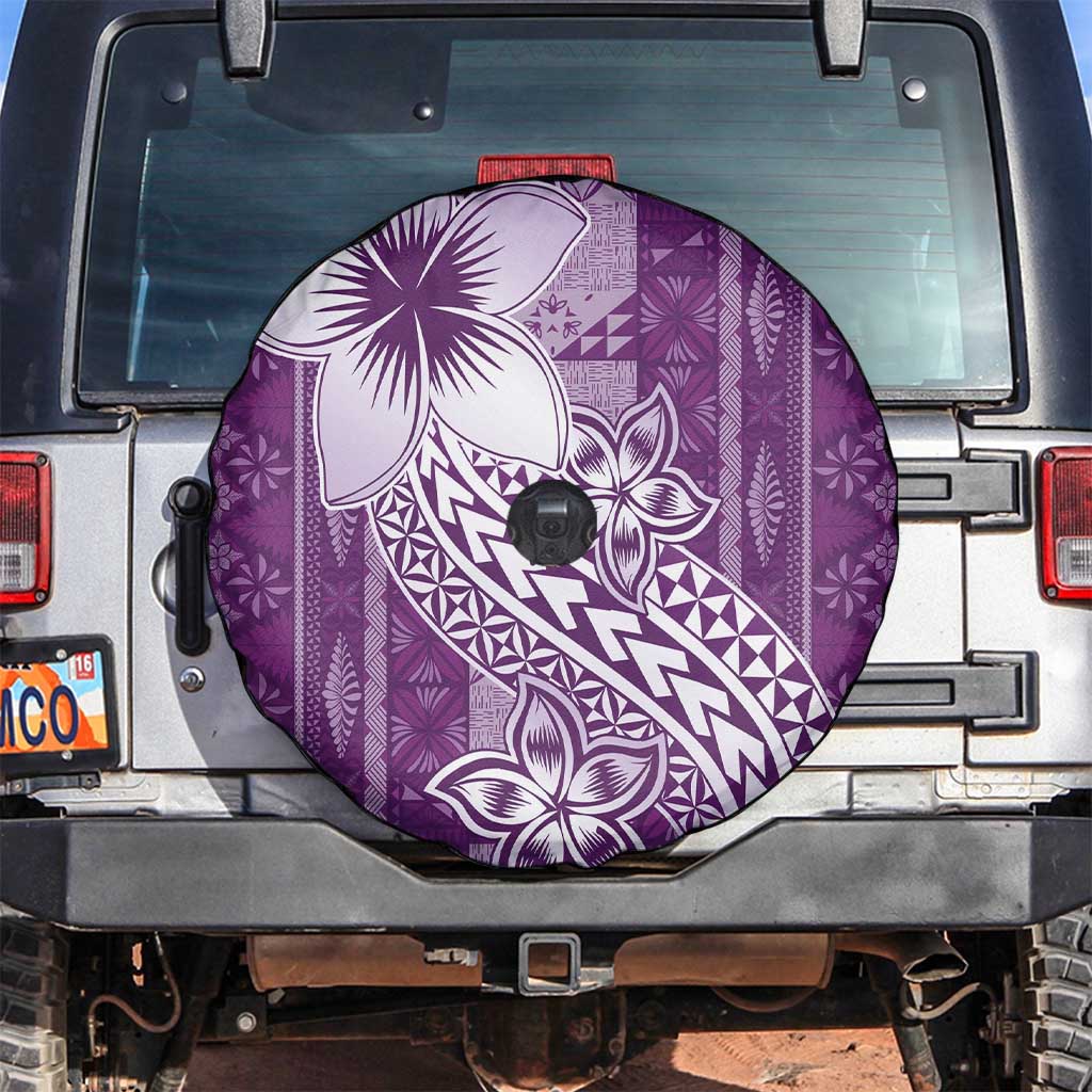 Tonga Kupesi Ngatu Spare Tire Cover Vintage Purple Plumeria LT05 Purple - Polynesian Pride