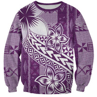 Tonga Kupesi Ngatu Sweatshirt Vintage Purple Plumeria LT05 Unisex Purple - Polynesian Pride