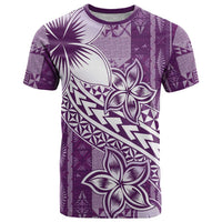 Tonga Kupesi Ngatu T Shirt Vintage Purple Plumeria LT05 Purple - Polynesian Pride