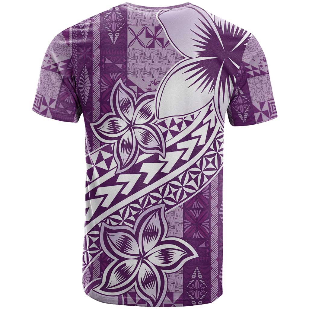 Tonga Kupesi Ngatu T Shirt Vintage Purple Plumeria LT05 - Polynesian Pride
