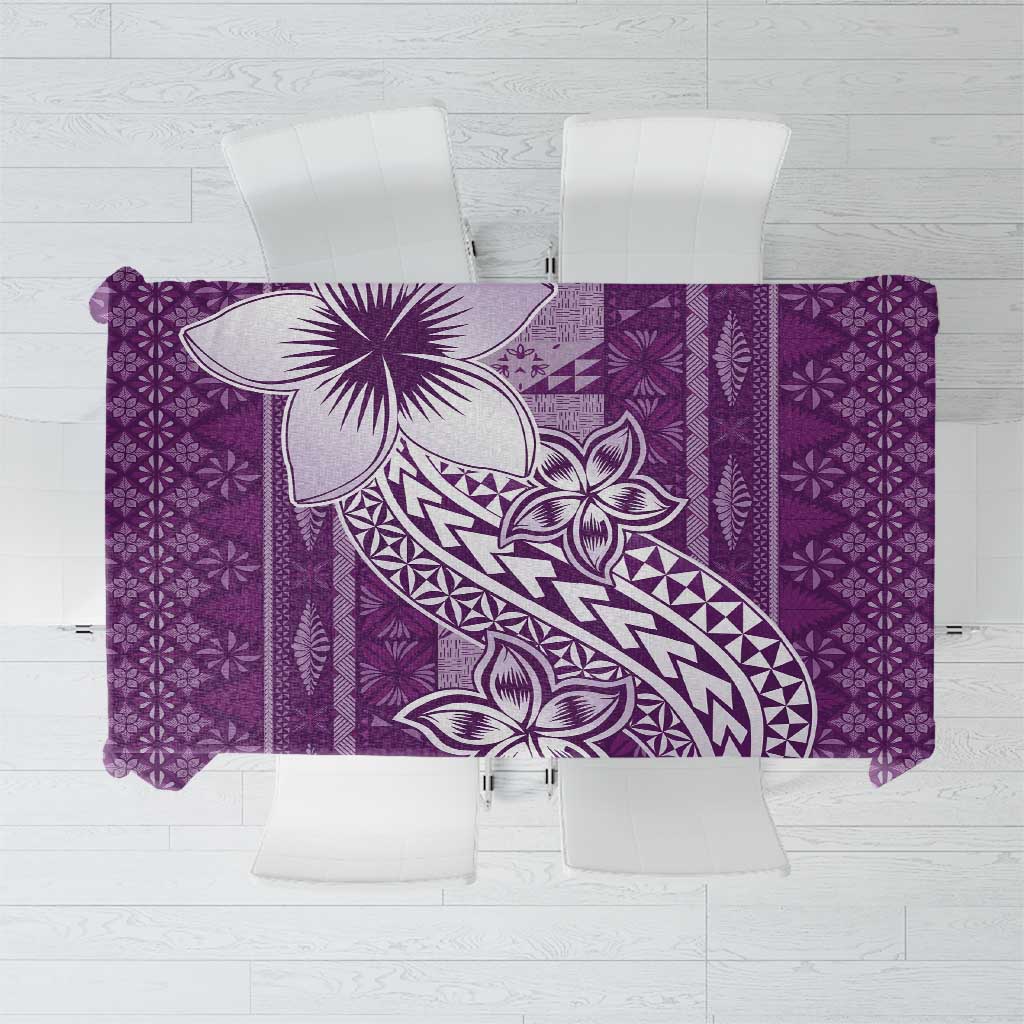 Tonga Kupesi Ngatu Tablecloth Vintage Purple Plumeria LT05 Purple - Polynesian Pride