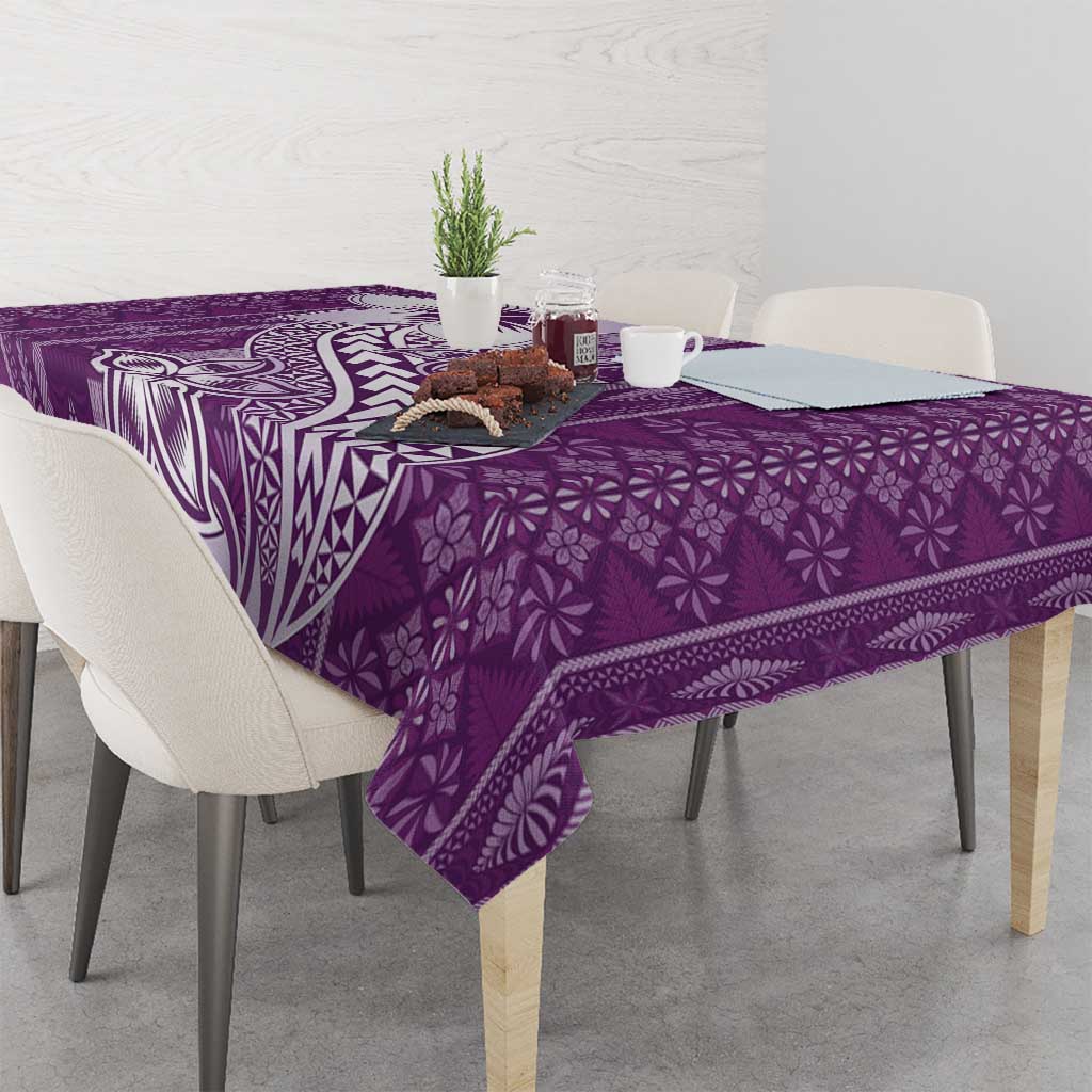 Tonga Kupesi Ngatu Tablecloth Vintage Purple Plumeria LT05 - Polynesian Pride