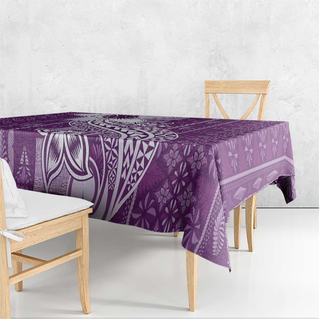 Tonga Kupesi Ngatu Tablecloth Vintage Purple Plumeria LT05 - Polynesian Pride
