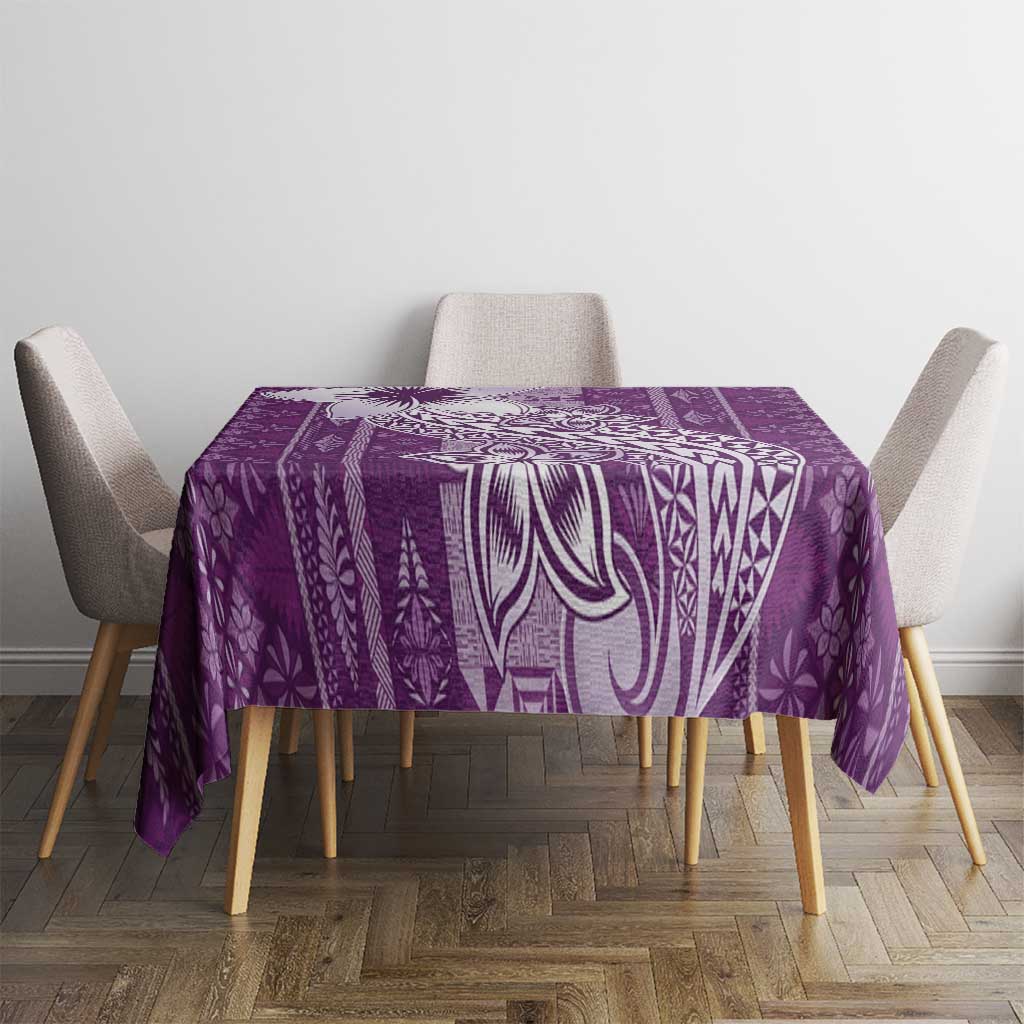 Tonga Kupesi Ngatu Tablecloth Vintage Purple Plumeria LT05 - Polynesian Pride