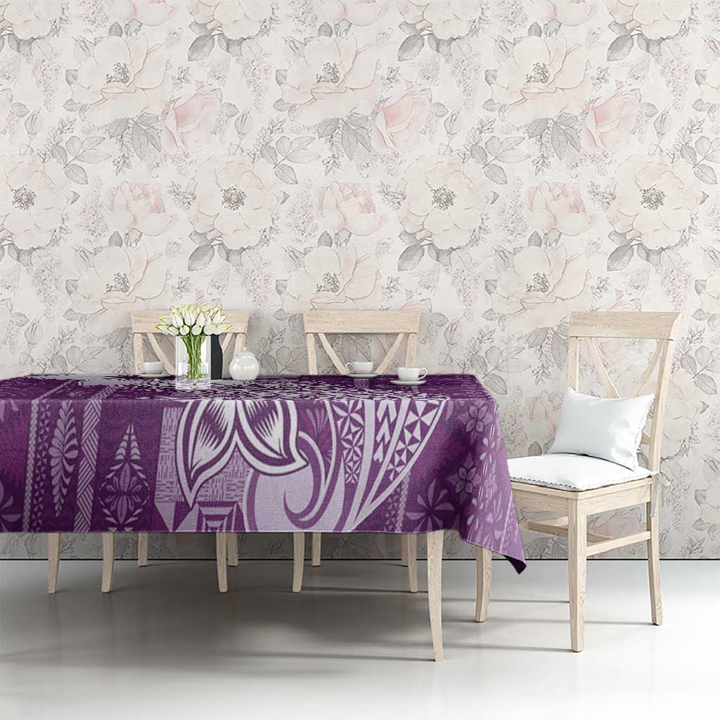 Tonga Kupesi Ngatu Tablecloth Vintage Purple Plumeria LT05 - Polynesian Pride