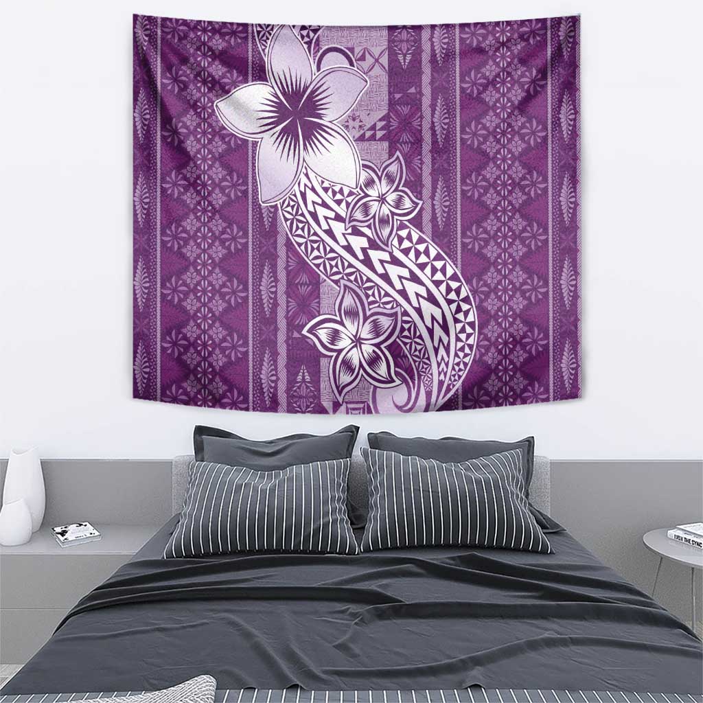 Tonga Kupesi Ngatu Tapestry Vintage Purple Plumeria LT05 - Polynesian Pride