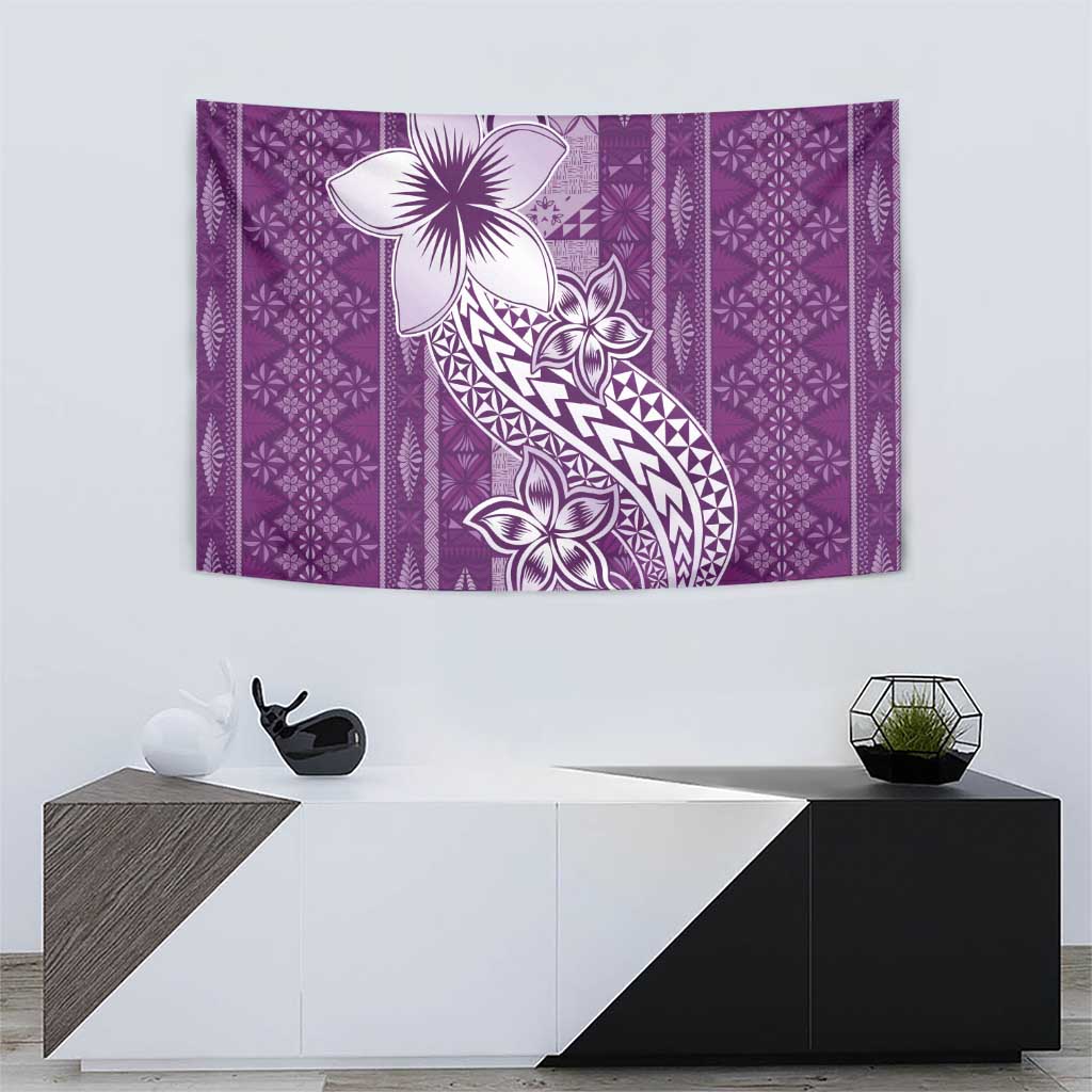 Tonga Kupesi Ngatu Tapestry Vintage Purple Plumeria LT05 - Polynesian Pride