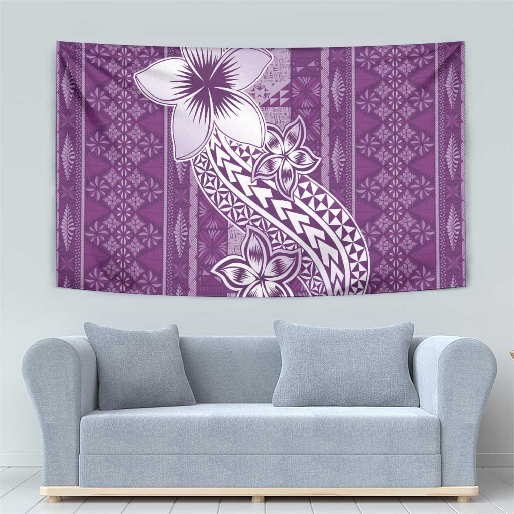 Tonga Kupesi Ngatu Tapestry Vintage Purple Plumeria LT05 - Polynesian Pride