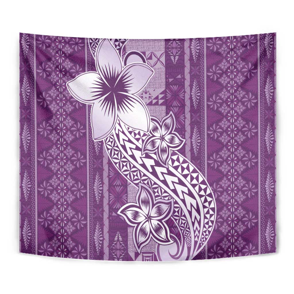 Tonga Kupesi Ngatu Tapestry Vintage Purple Plumeria LT05 - Polynesian Pride