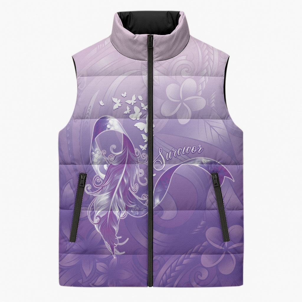 Lupus Awareness Month Sleeveless Puffer Jacket Polynesian Style LT05 Unisex Lilac - Polynesian Pride