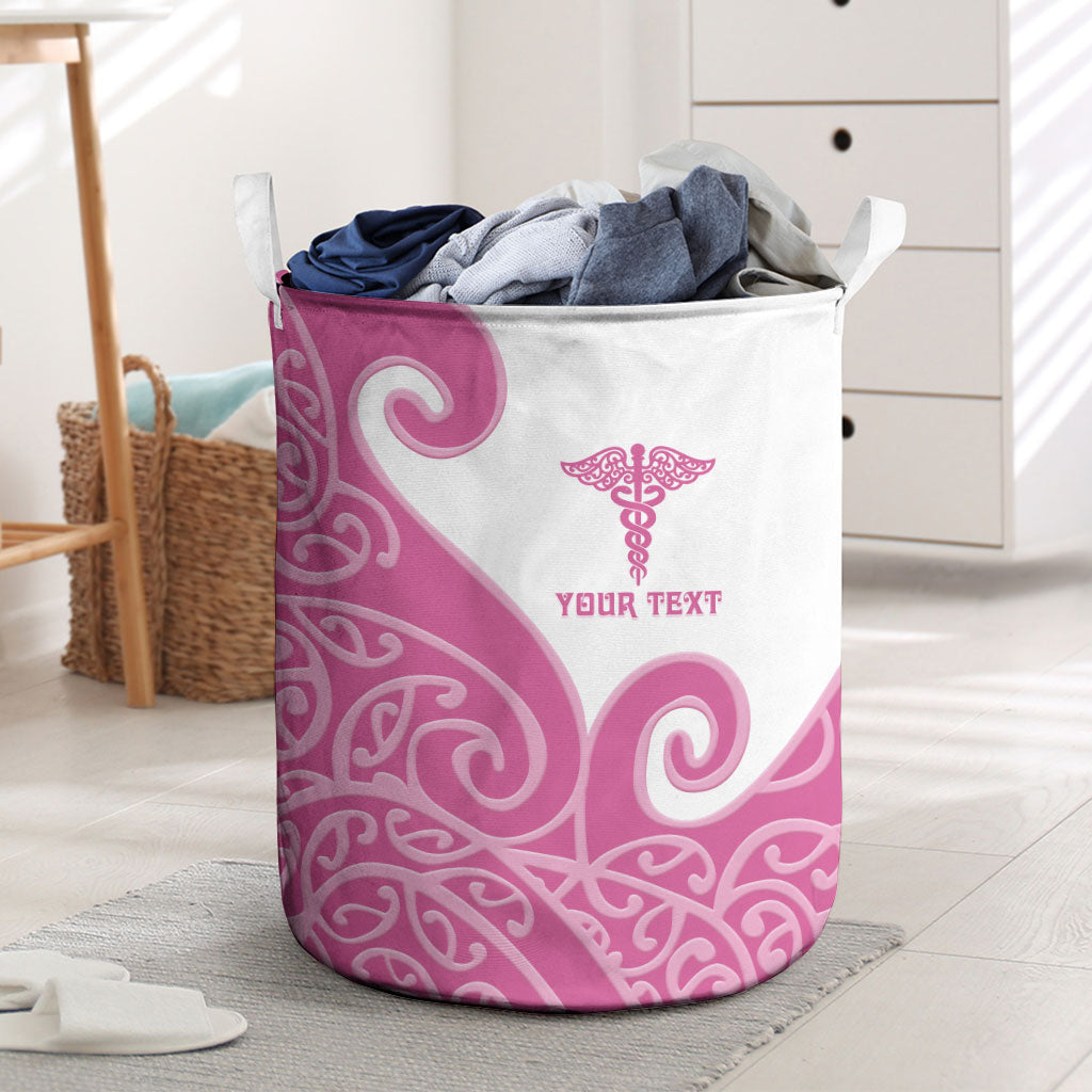 Personalised New Zealand Nurse Laundry Basket Maori Koru Pink Version LT05 Pink - Polynesian Pride