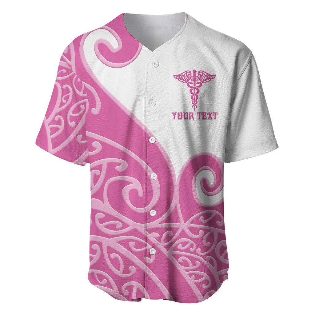 Personalised New Zealand Nurse Baseball Jersey Maori Koru Pink Version LT05 Pink - Polynesian Pride
