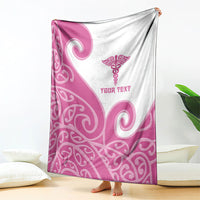 Personalised New Zealand Nurse Blanket Maori Koru Pink Version LT05 - Polynesian Pride