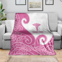 Personalised New Zealand Nurse Blanket Maori Koru Pink Version LT05 - Polynesian Pride