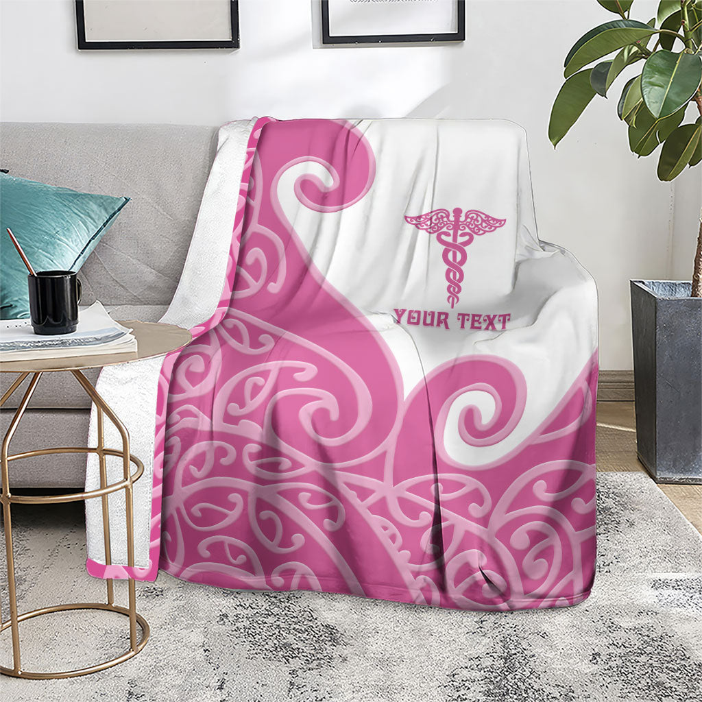 Personalised New Zealand Nurse Blanket Maori Koru Pink Version LT05 - Polynesian Pride