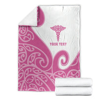 Personalised New Zealand Nurse Blanket Maori Koru Pink Version LT05 - Polynesian Pride
