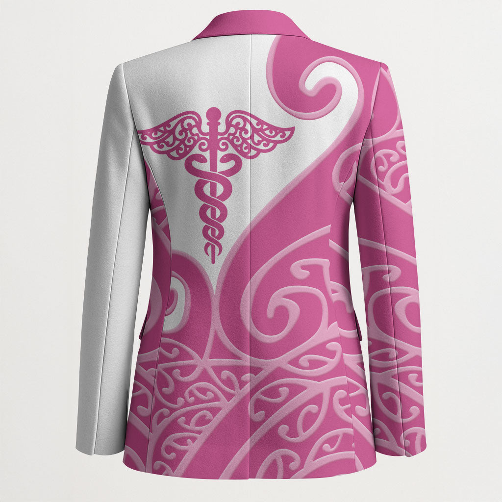 Personalised New Zealand Nurse Blazer Maori Koru Pink Version LT05 - Polynesian Pride