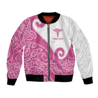 Personalised New Zealand Nurse Bomber Jacket Maori Koru Pink Version LT05 Unisex Pink - Polynesian Pride