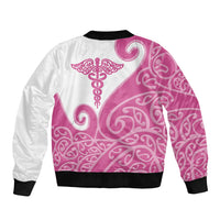 Personalised New Zealand Nurse Bomber Jacket Maori Koru Pink Version LT05 - Polynesian Pride