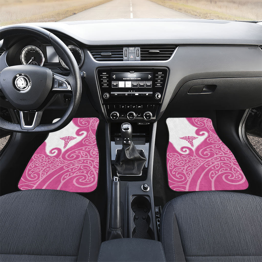 New Zealand Nurse Car Mats Maori Koru Pink Version LT05 Set 2pcs - Front Pink - Polynesian Pride
