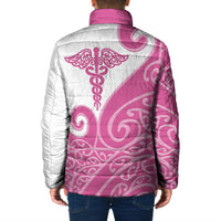 Personalised New Zealand Nurse Padded Jacket Maori Koru Pink Version LT05 - Polynesian Pride