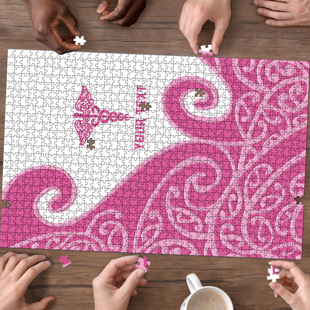 Personalised New Zealand Nurse Puzzle Maori Koru Pink Version LT05 - Polynesian Pride