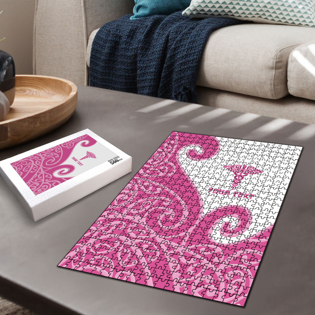 Personalised New Zealand Nurse Puzzle Maori Koru Pink Version LT05 - Polynesian Pride